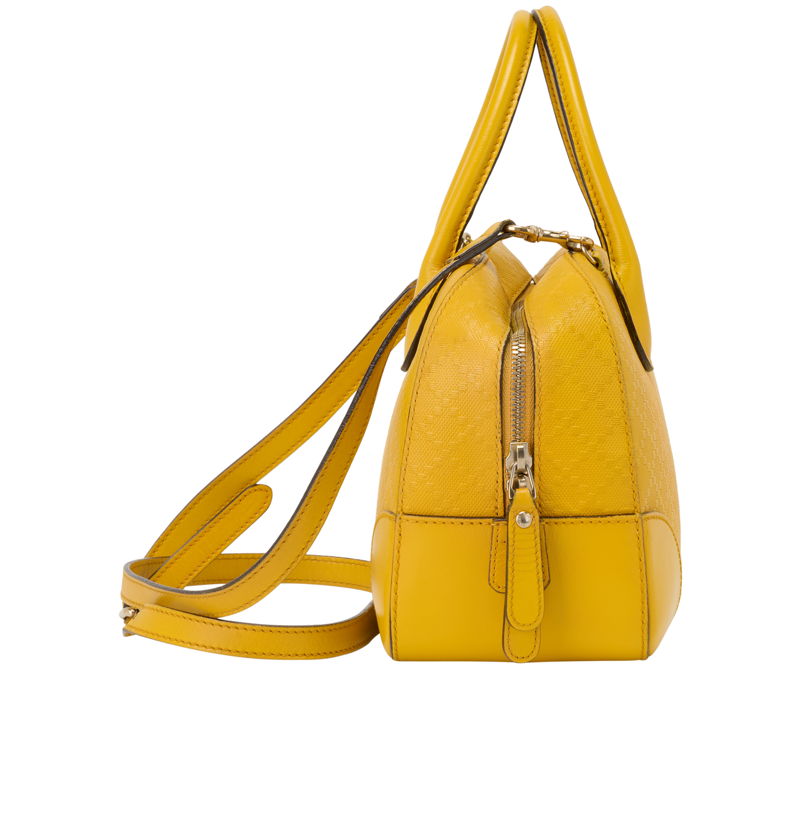 Diamante Top Handle Bag, &pound;395, Handbags, Yellow, Leather, Side view